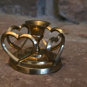 Vintage Liards Ltd Brass Heart Taper Small Candle Holder Made India Boho Decor